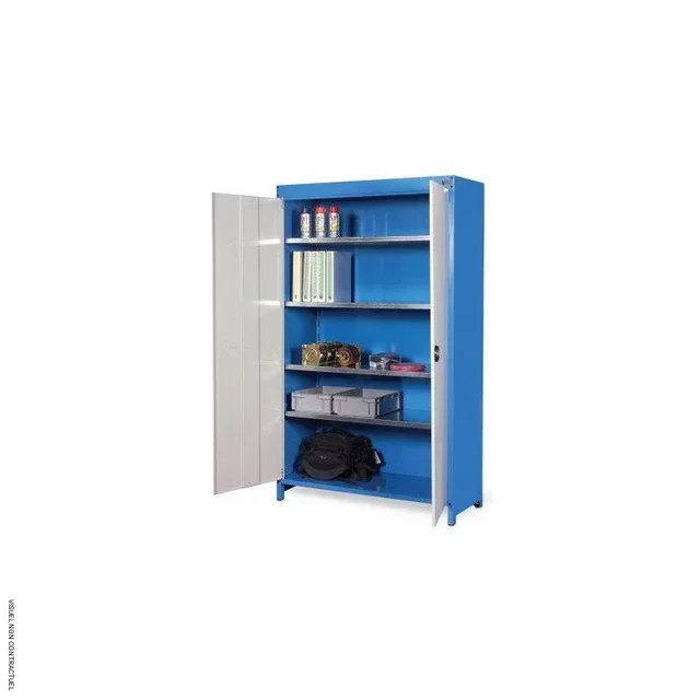 Armoire métallique 2 portes 4 tablettes MANUEST - 100x50x200 cm