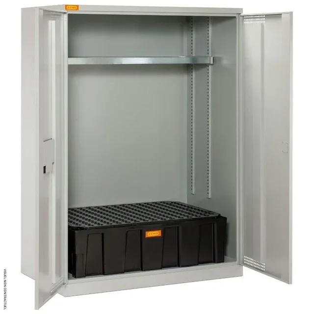 Armoire stockage fûts 60/200L CEMO bac rétention PE 250L