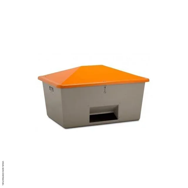 Bac PFV 1500L CEMO - Stockage sel sable granulats avec ouverture écoulement