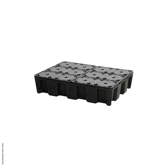 Bac rétention modulaire 60L PEHD caillebotis CEMO - stockage sécurisé produits chimiques