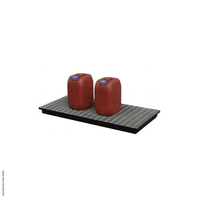 Bac de rétention plat 40L PEHD avec caillebotis acier CEMO