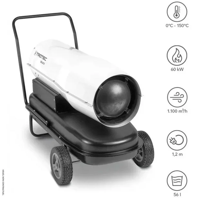 Cañón de Aire Caliente 60kW IDE 60 D TROTEC Combustión Directa Gasóleo