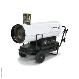 Mobile diesel oil-fired hot air heater IDE 60 60 kW Trotec on trolley for construction site and workshop