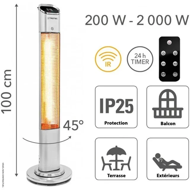 Riscaldatore infrarossi esterno 2000W oscillante IRS 2050 E Trotec