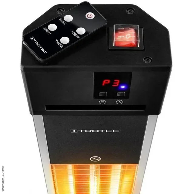 Chauffage extérieur infrarouge sur pied 2000W TROTEC IRS 2000 E Low Glare IP34 télécommande