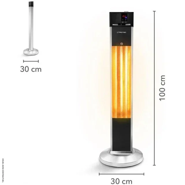 Chauffage extérieur infrarouge sur pied 2000W TROTEC IRS 2000 E Low Glare IP34 télécommande