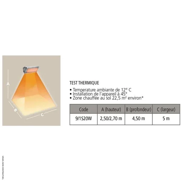 Chauffage infrarouge HELIOSA 9.1 verre Whitescreen 20-25m² terrasse restaurant
