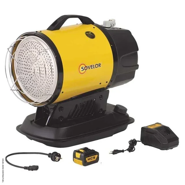 Chauffage radiant fioul autonome MINI SUN DC Sovelor 10-15m² batterie lithium