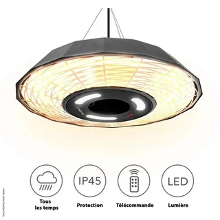 TROTEC IR 2010 SC 2000W Stufa Radiante Infrarossi Soffitto Esterno Terrazzo LED Telecomando IP45