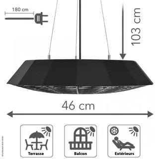TROTEC IR 2010 SC 2000W Stufa Radiante Infrarossi Soffitto Esterno Terrazzo LED Telecomando IP45