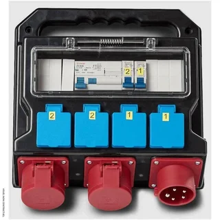 Quadro elétrico obra 4 Schuko 230V + CEE 400V Heatcom IP44 distribuição energia portátil