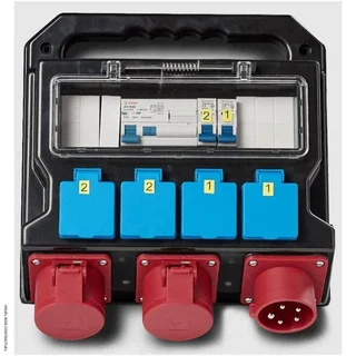 Baustromverteiler 4 Schuko 230V CEE 400V HEATCOM IP44 Stromverteilerkasten Baustelle