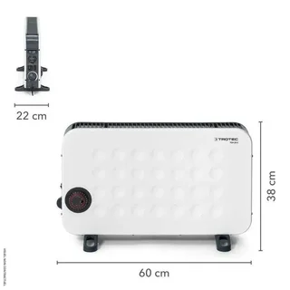 Aquecedor elétrico de convecção TROTEC TCH 26 E 2000W branco com turbo e temporizador 24h