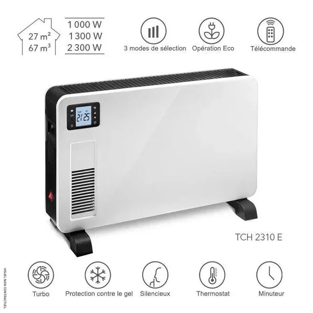 Convector eléctrico blanco 2300W Trotec TCH 2310 E con termostato y mando a distancia