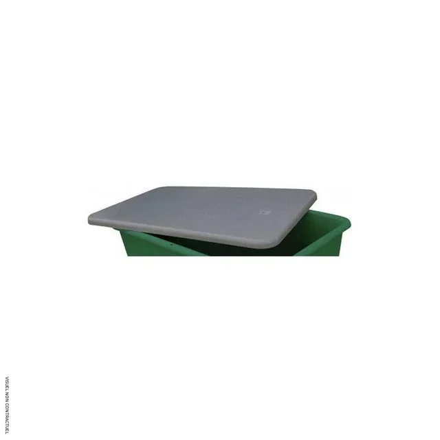 Couvercle plat gris 400L CEMO pour bac PFV 120x80 cm