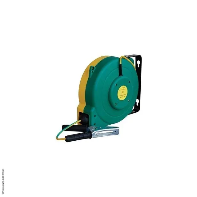 Enrouleur équipotentiel automatique 16m CEMO avec câble vert/jaune 8mm² et pinces crocodile