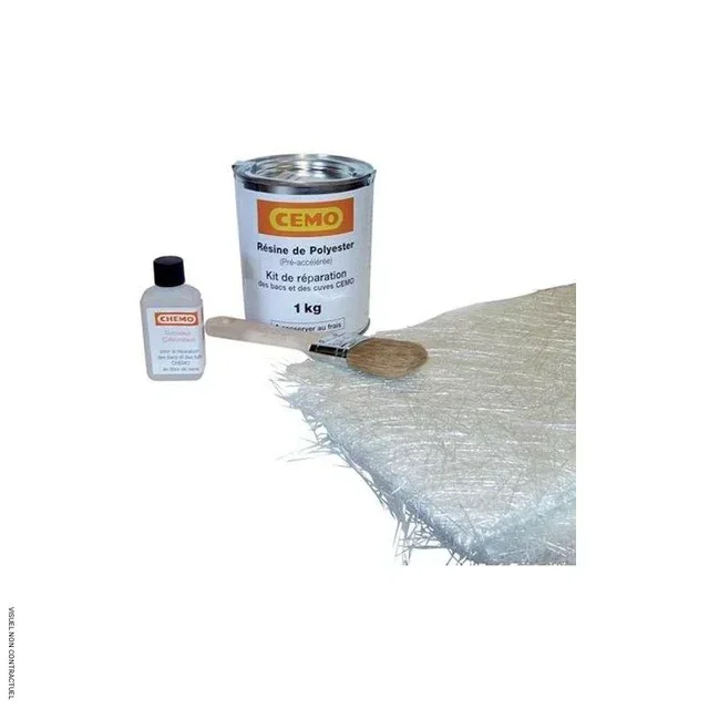 Kit de Reparação de Poliéster Verde 1kg CEMO com Resina e Fibra de Vidro