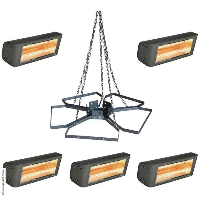 Lustre chauffage infrarouge Pentagono 5x1500W HELIOSA 44 Star Progetti terrasse