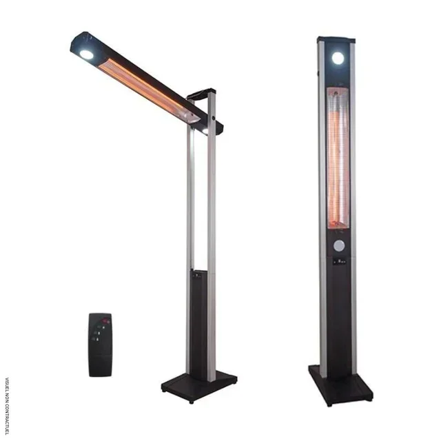 Parasol chauffant électrique 2,3kW LED CRANE-900R VELTRON – Chauffage terrasse infrarouge carbone avec éclairage LED réglable et télécommande