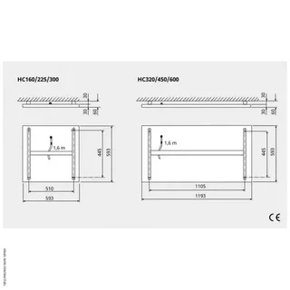Frico HC320 320W Elektrische Deckenheizung horizontale Kassette 1193x593mm