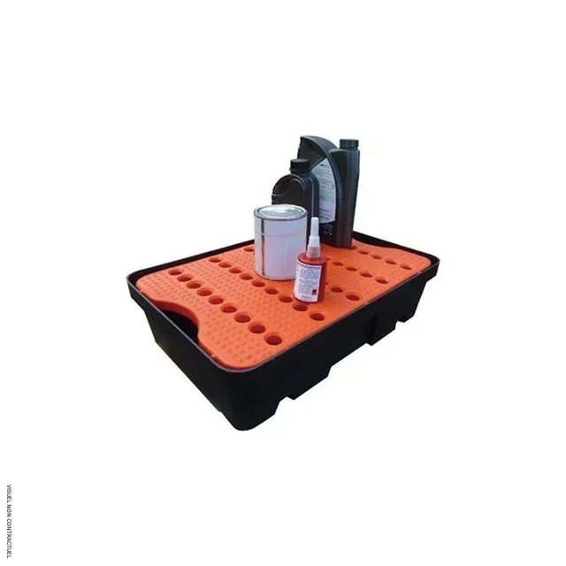 Plateau rétention 30L polyéthylène caillebotis amovible CEMO