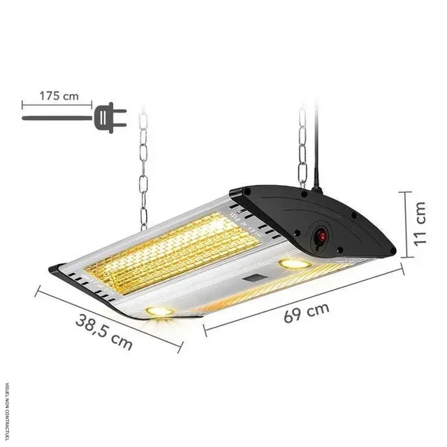 Radiant infrarouge plafond 2000W aluminium télécommande TROTEC IR 2000 C