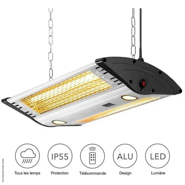 Radiant infrarouge plafond 2000W aluminium télécommande TROTEC IR 2000 C