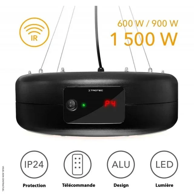 Chauffage infrarouge suspendu 1500W LED TROTEC IR 1550 SC terrasse