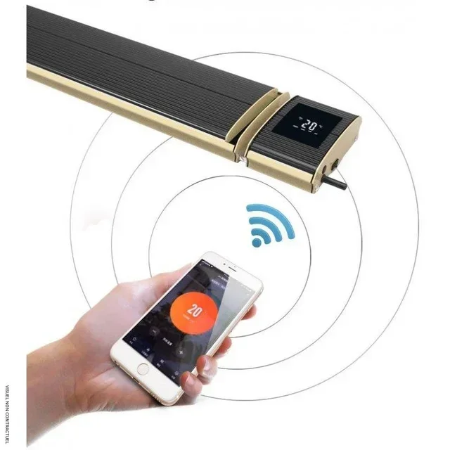Schwarze wandmontierte Infrarotheizung ohne Licht OLO-R1.8 1800W TEDDINGTON WLAN-fähig