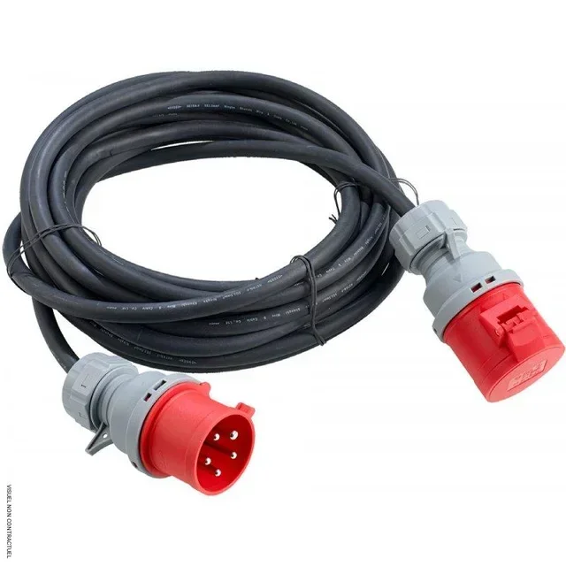 Rallonge électrique 10m 5x2,5mm² 400V 16A caoutchouc HEATCOM