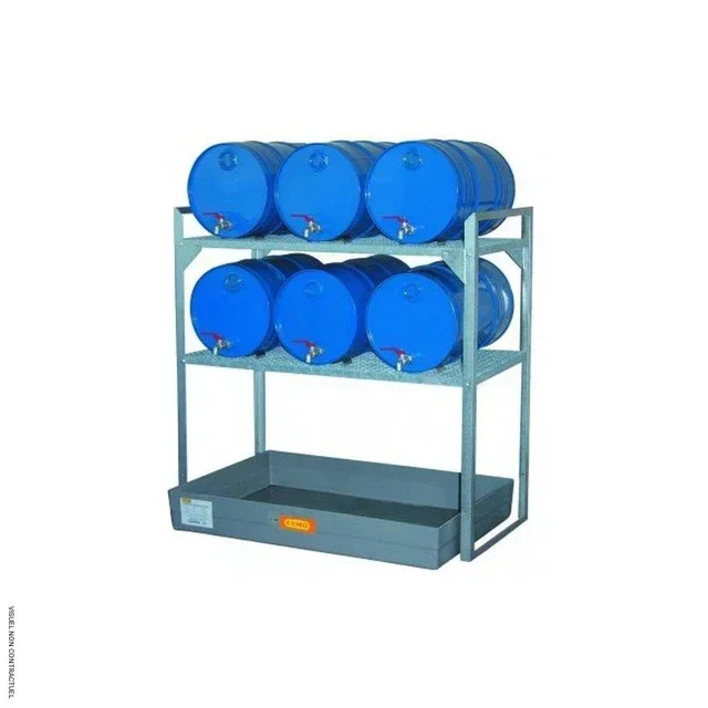 Verzinktes Stahlregal CEMO 6 Fässer 60L mit 150L Auffangwanne