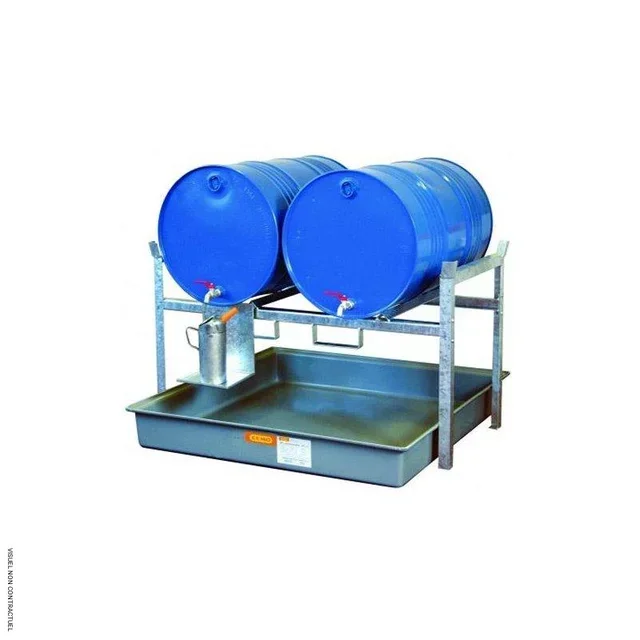 CEMO 800 Fassregal für 2x 220L Schmierölfässer - Industrielles Auffangwannen-Regalsystem