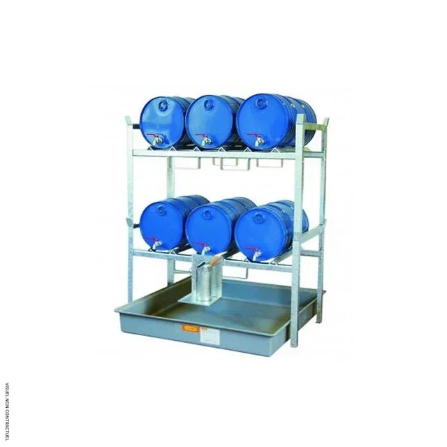 CEMO 800 Regal für 6 Fässer 60L Öle und Schmierstoffe verzinkter Stahl