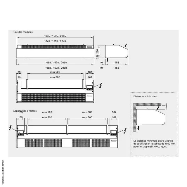 Rideau d'air chaud électrique triphasé Frico Pamir 3200 PAF3215E12 - 3,2m