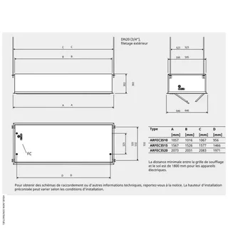 Frico Arden 3500 Recessed Air Curtain 230V ARFEC3510A - Horizontal False Ceiling Mount
