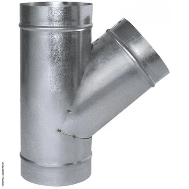 Té oblique 45° galvanisé 3 côtés égaux Ø450 mm SOVELOR-DANTHERM