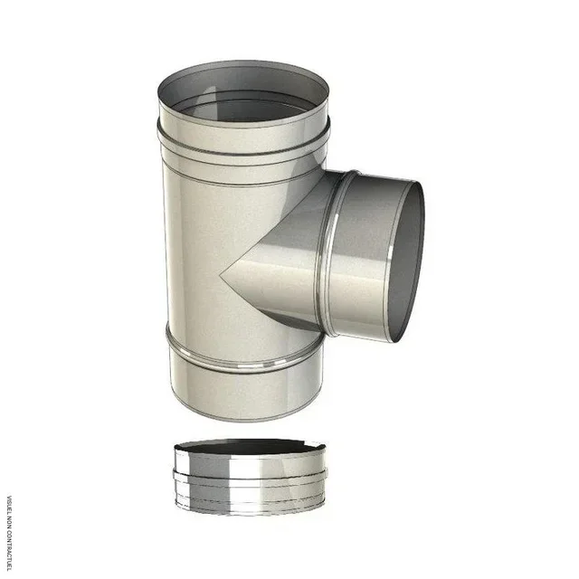 Té équerre 125 mm aluminium simple paroi avec tampon SOVELOR-DANTHERM