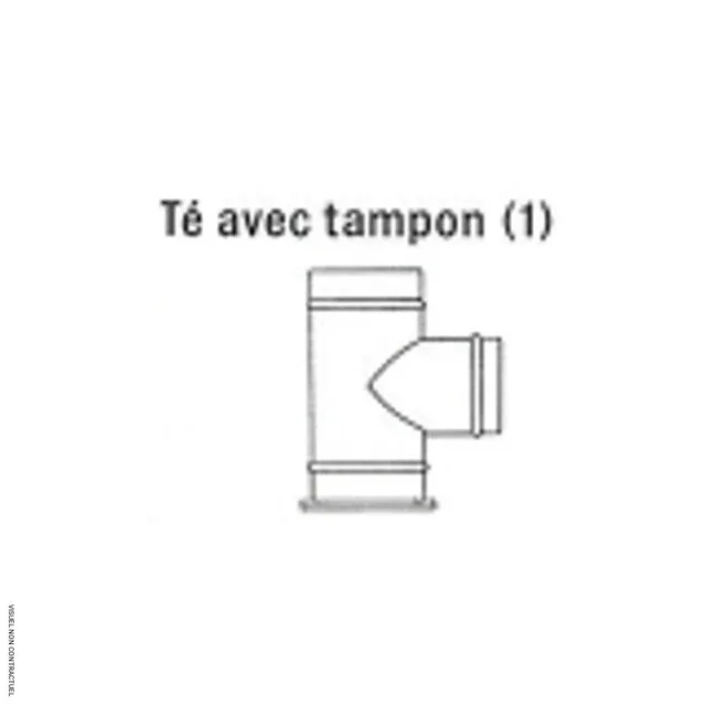 Té équerre 90° Ø 153 mm simple paroi aluminé fioul avec tampon SOVELOR