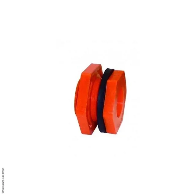 Traversée paroi polypropylène double filetée DN15 CEMO