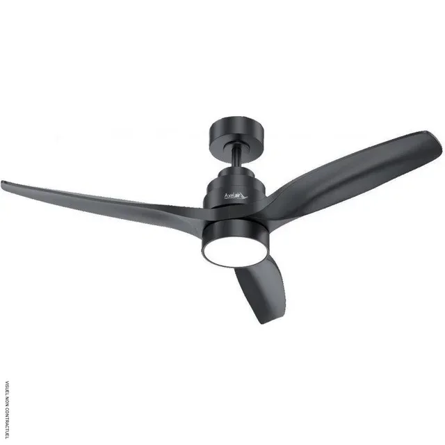Ventilateur plafond LUMIN'AIR VPAN140 LED réversible 6 vitesses bois Paulownia noir
